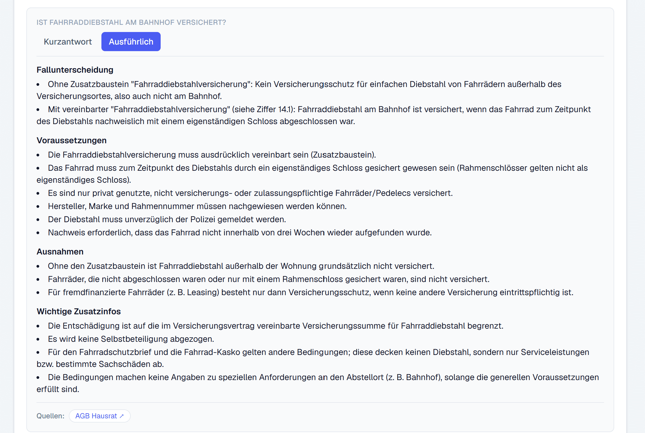 Ausführliche KI-Antwort mit Fallunterscheidung und Quellenangabe